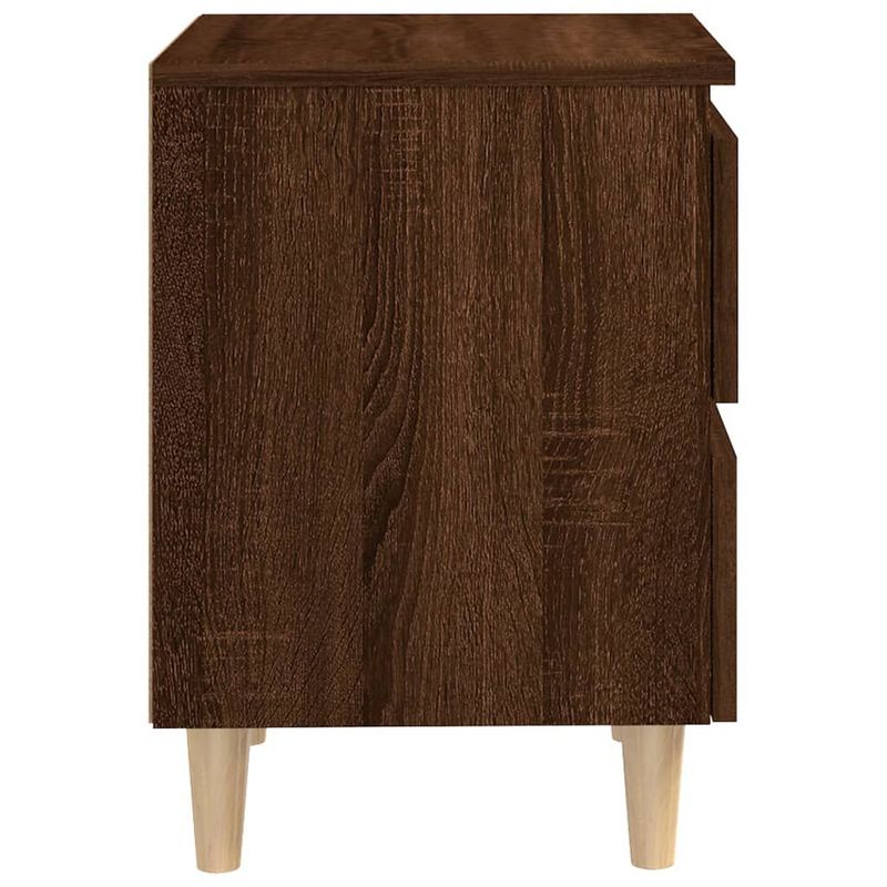 vidaXL-Comodino-con-Gambe-in-Legno-Massello-Rovere-Marrone-40x35x50cm