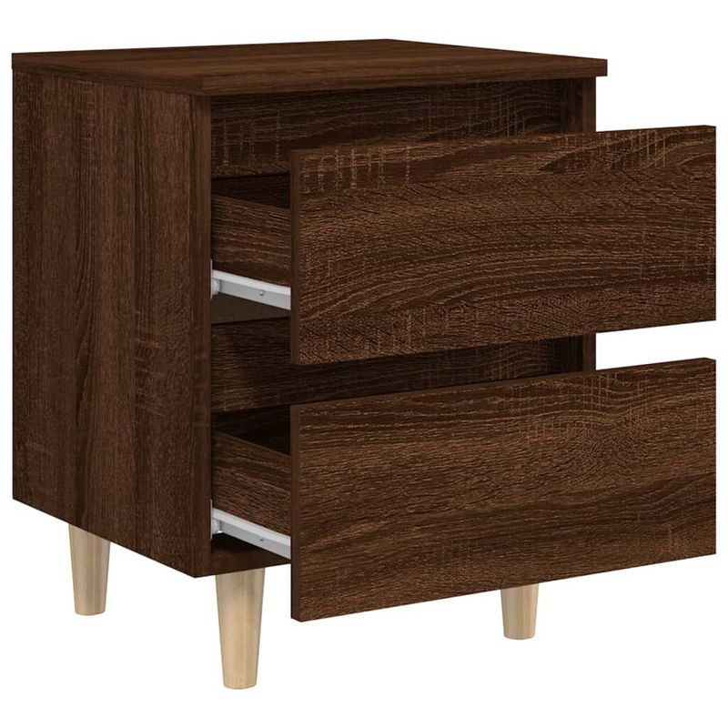 vidaXL-Comodino-con-Gambe-in-Legno-Massello-Rovere-Marrone-40x35x50cm