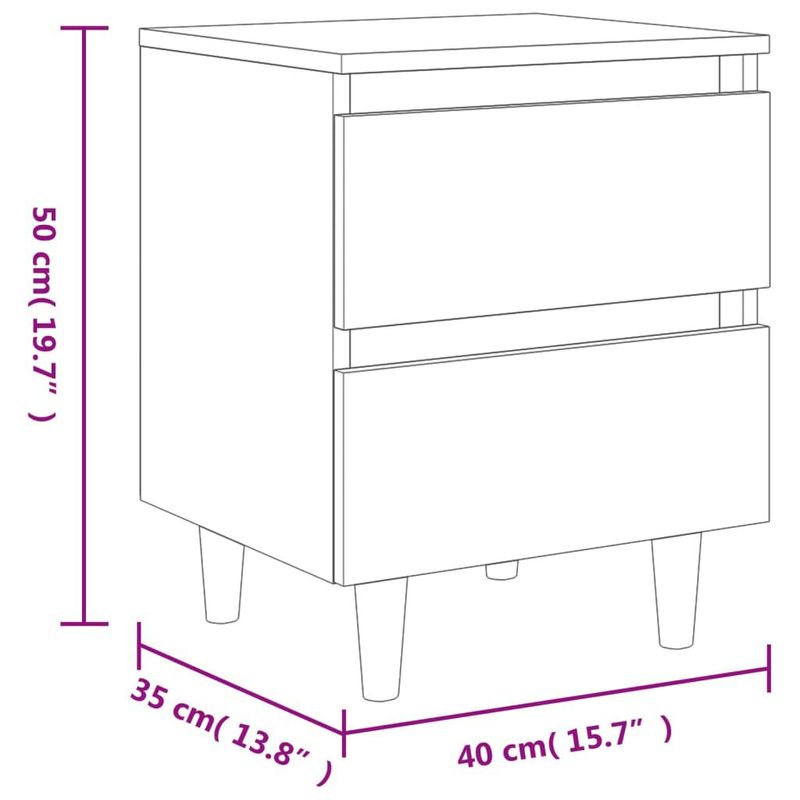 vidaXL-Comodino-con-Gambe-in-Legno-Massello-Rovere-Marrone-40x35x50cm