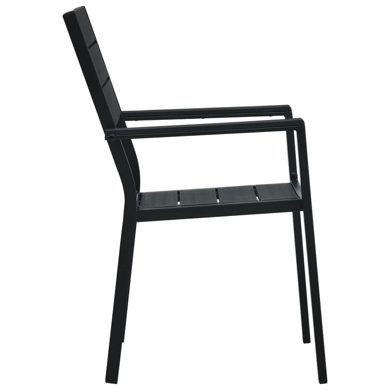 Sedie-da-Giardino-4-pz-Nere-in-HDPE-Aspetto-Legno