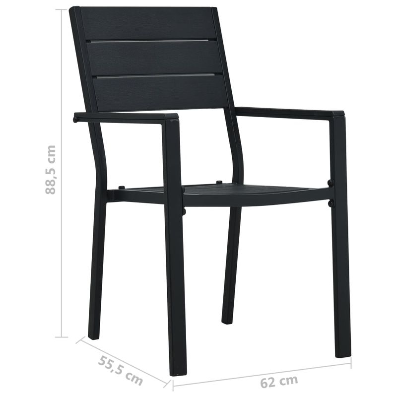 Sedie-da-Giardino-4-pz-Nere-in-HDPE-Aspetto-Legno