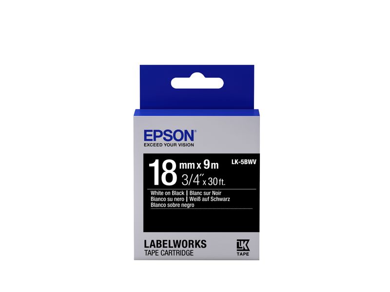 Epson-Nastro-fondo-Lucido-Nero-per-testo-Bianco-18-9-LK-5BWV