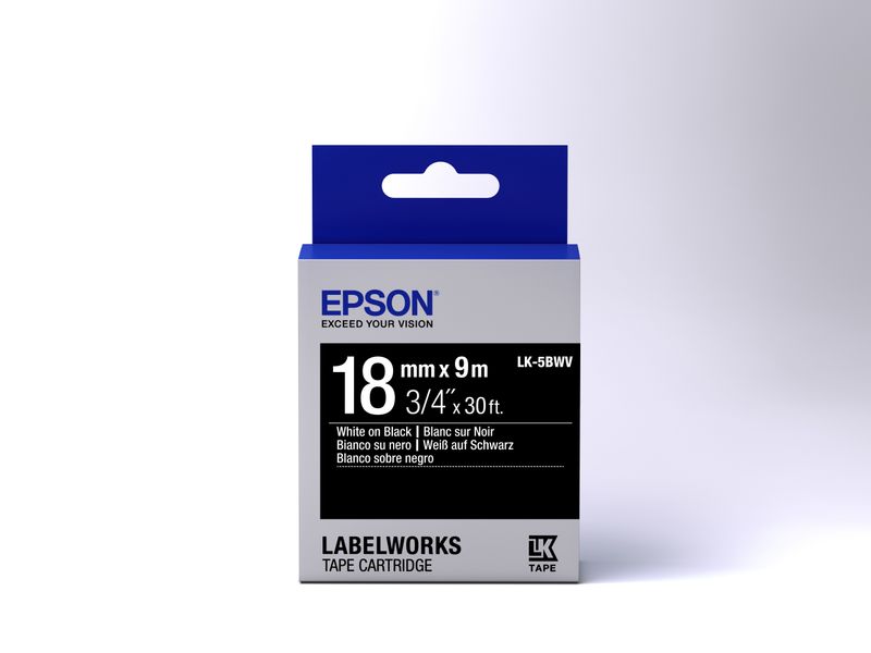 Epson-Nastro-fondo-Lucido-Nero-per-testo-Bianco-18-9-LK-5BWV