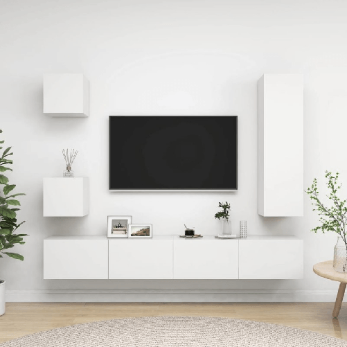 VidaXL Set Mobile TV 5 pz Bianco in Truciolato