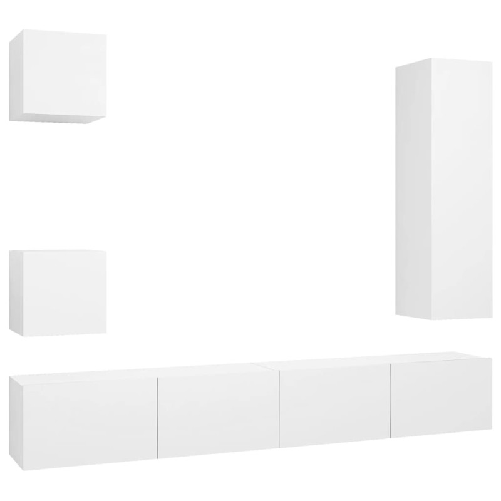 vidaXL-Set-Mobile-TV-5-pz-Bianco-in-Truciolato