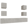 Set-di-Mobili-Porta-TV-6-pz-Grigio-Cemento-in-Legno-Multistrato