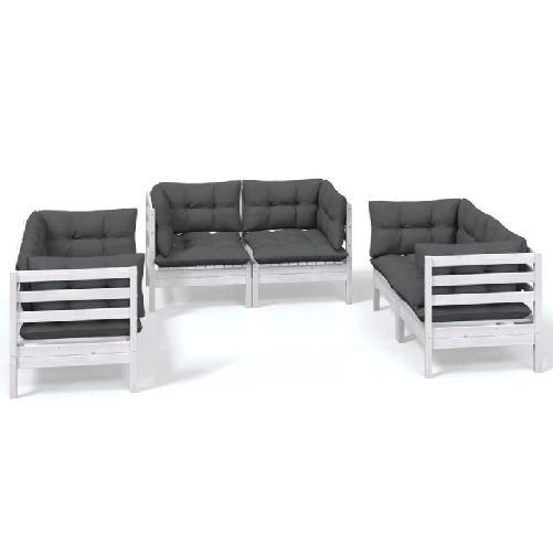 vidaXL-Set-Divani-da-Giardino-6-pz-con-Cuscini-in-Massello-di-Pino
