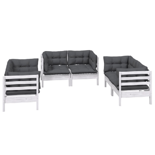 vidaXL-Set-Divani-da-Giardino-6-pz-con-Cuscini-in-Massello-di-Pino