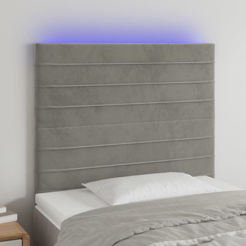 Testiera-a-LED-Grigio-Chiaro-100x5x118-128-cm-in-Velluto