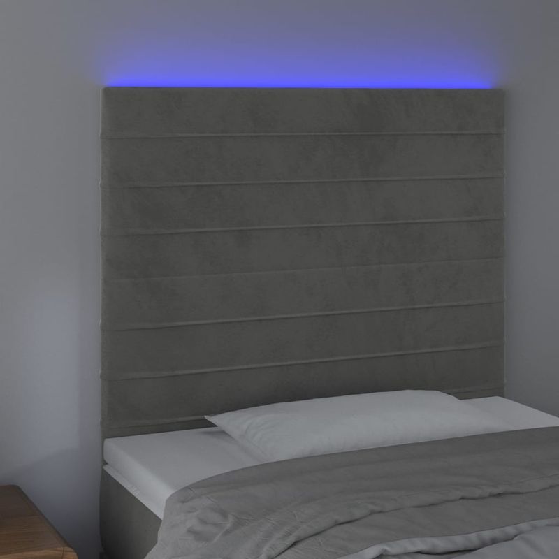 Testiera-a-LED-Grigio-Chiaro-100x5x118-128-cm-in-Velluto