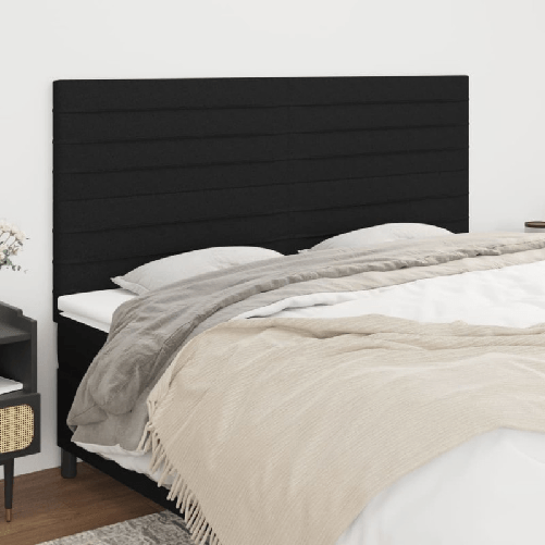 Testiera-4-pz-Nera-90x5x78-88-cm-in-Tessuto