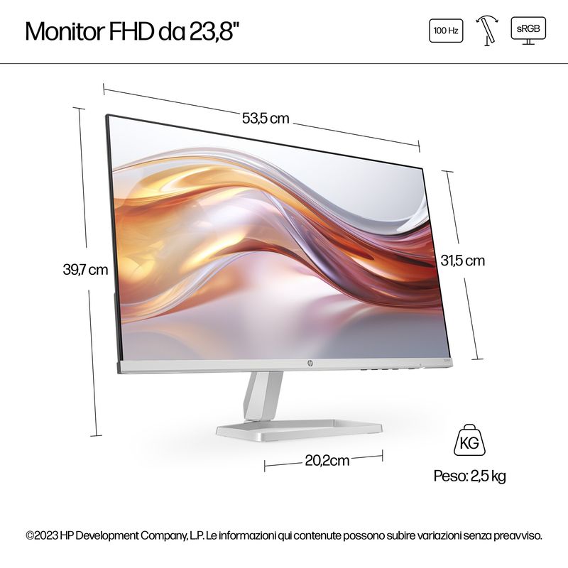 HP-524sf-Monitor-Piatto-per-PC-23.8---1920x1080-Pixel-Full-HD-Bianco