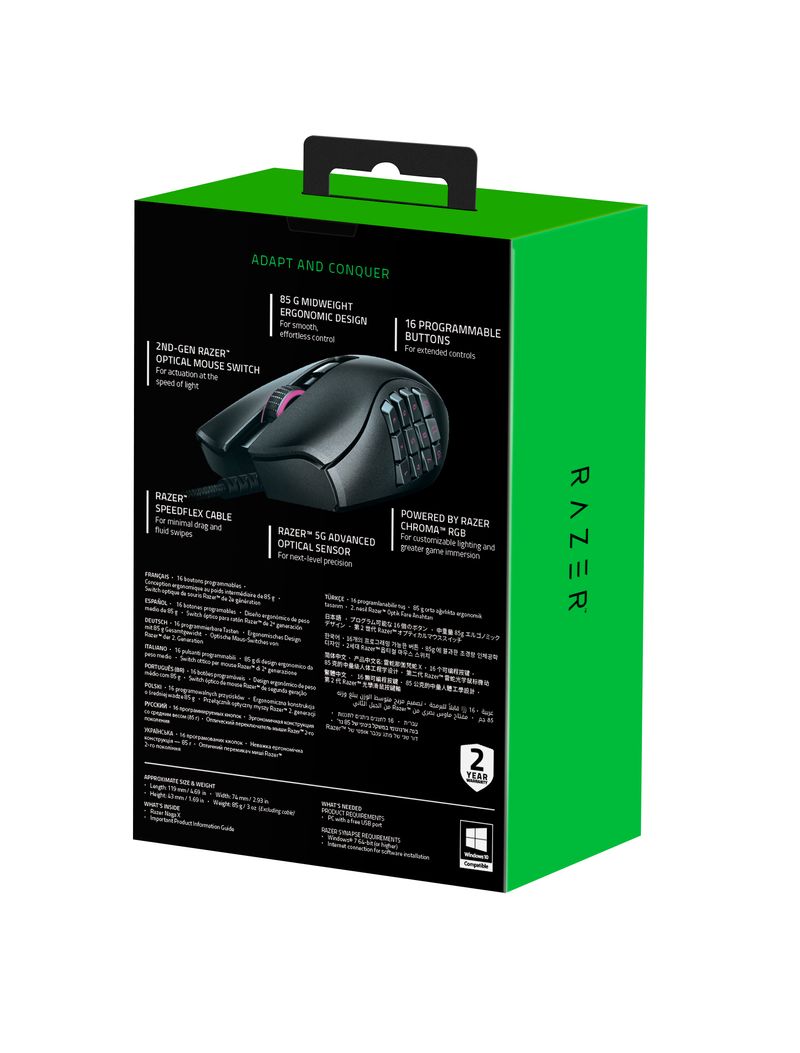 Razer-Naga-X-mouse-Mano-destra-USB-tipo-A-Ottico-18000-DPI--RAZER-NAGA-X-GAMING-MOUSE-BLACK-