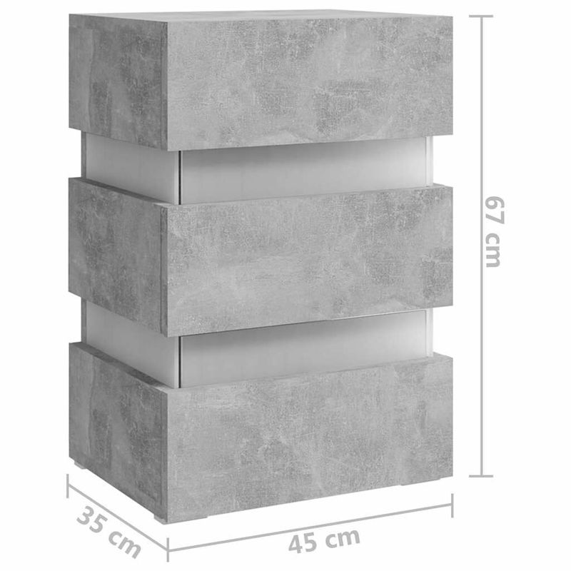 vidaXL-Comodino-con-LED-Grigio-Cemento-45x35x67cm-in-Legno-Multistrato