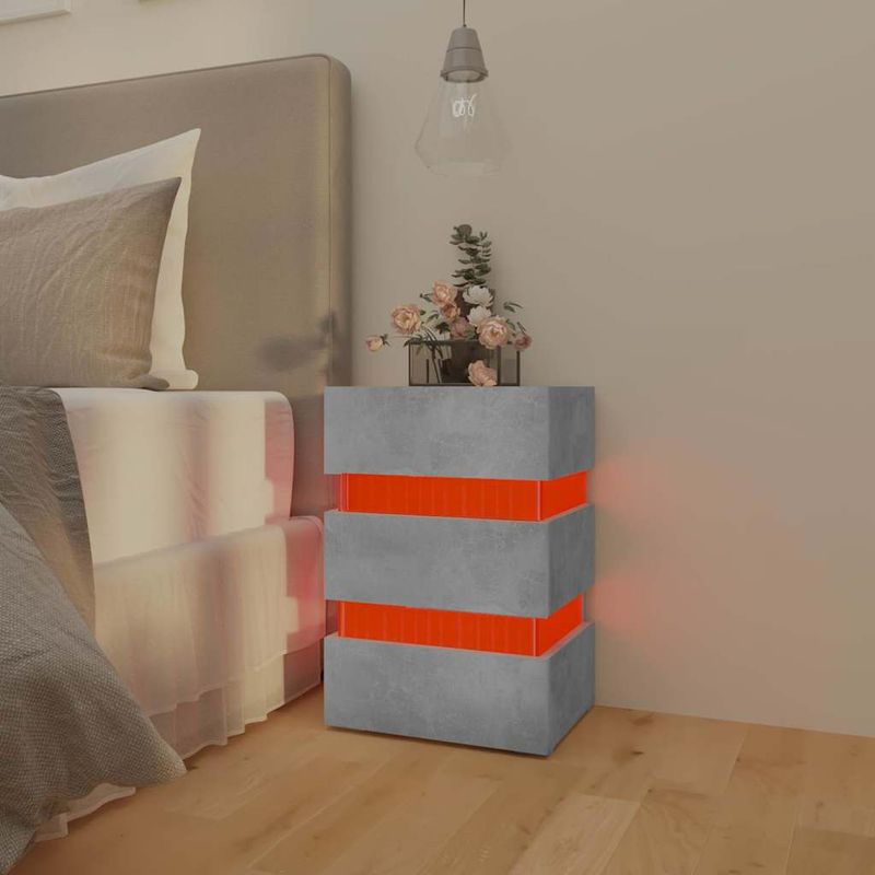vidaXL-Comodino-con-LED-Grigio-Cemento-45x35x67cm-in-Legno-Multistrato
