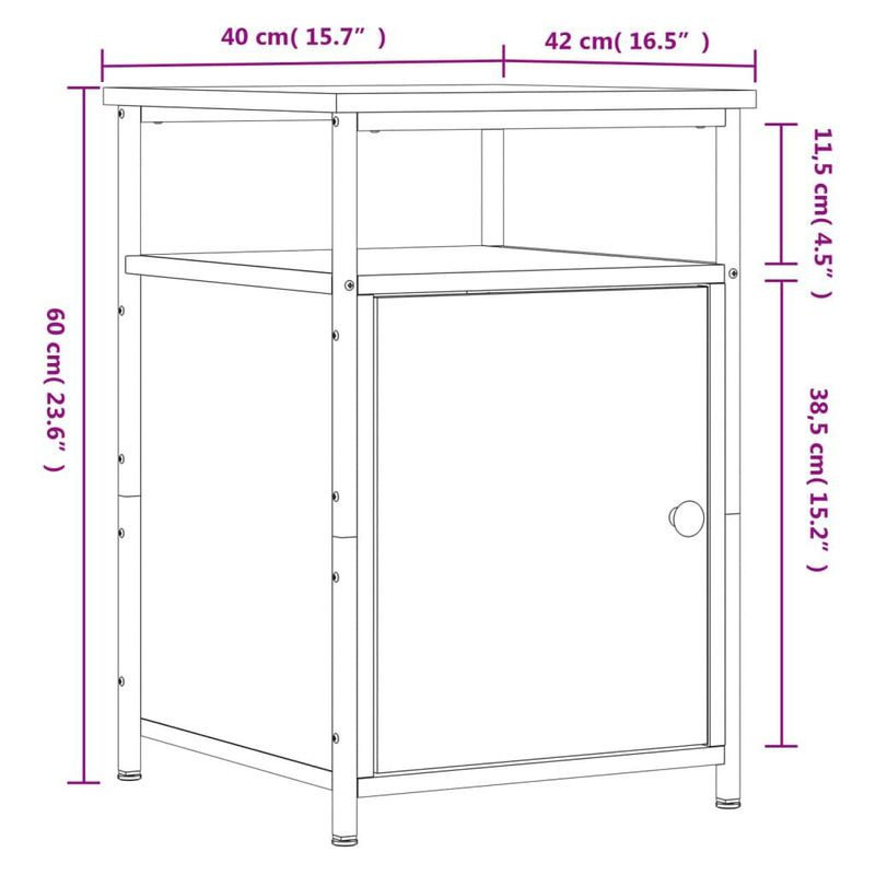 vidaXL-Comodino-Rovere-Marrone-40x42x60-cm-in-Legno-Multistrato