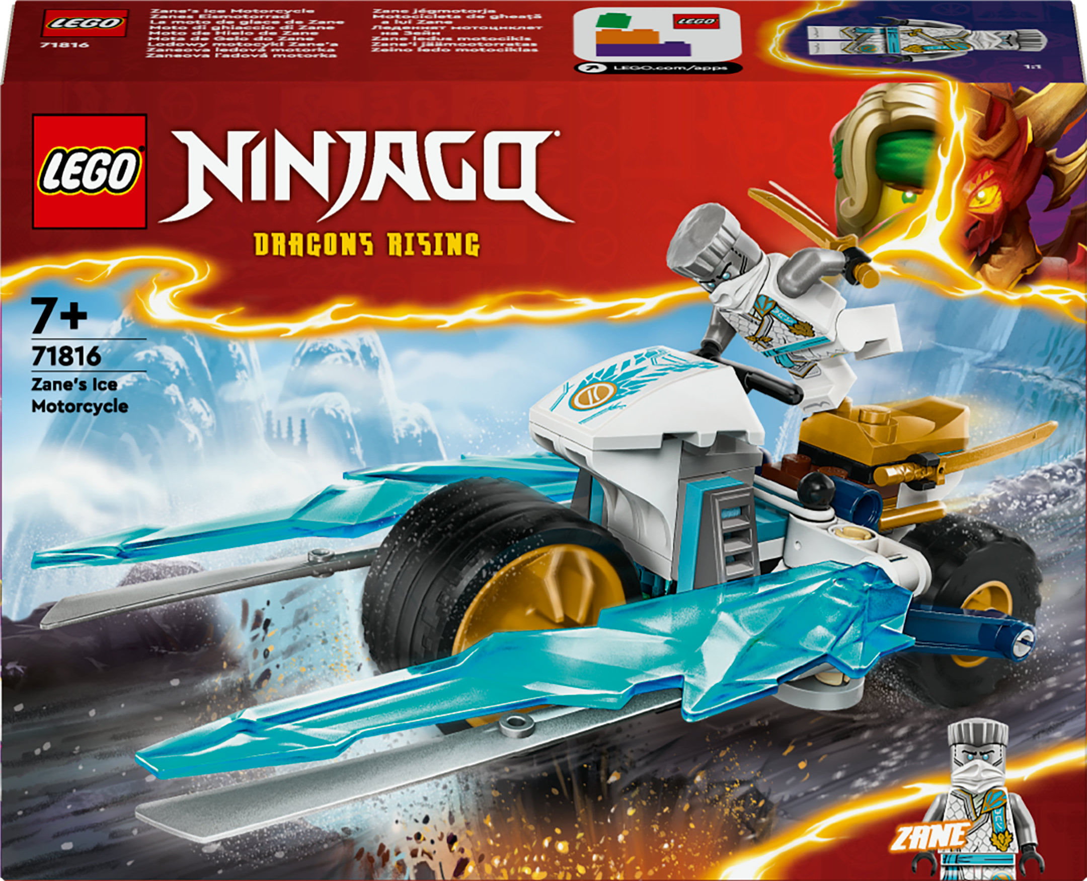 LEGO NINJAGO Moto di Ghiaccio di Zane Veicolo Giocattolo con Lame Mobili Gioco d'Azione per Bambini e Bambine 7 Anni
