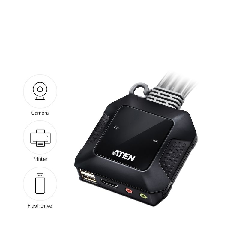 ATEN-Switch-KVM-cablato-USB-4K-HDMI-a-2-porte-con-selettore-porta-remota