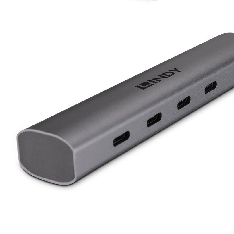 Lindy-43384-hub-di-interfaccia-USB-tipo-C-10000-Mbit-s-Grigio