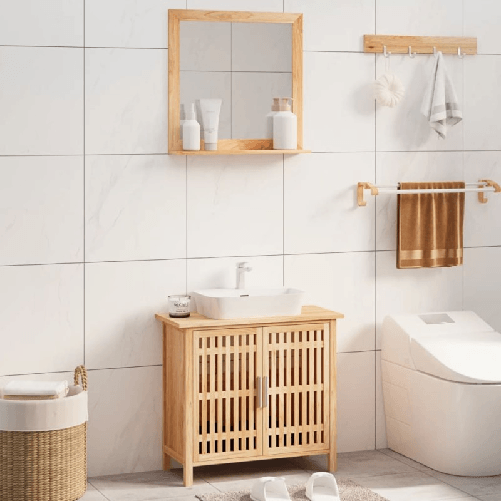 VidaXL Set Mobili da Bagno 2pz in Legno Massello di Noce