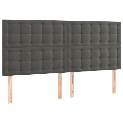 Testiera-4-pz-Grigio-Scuro-80x5x78-88-cm-in-Velluto