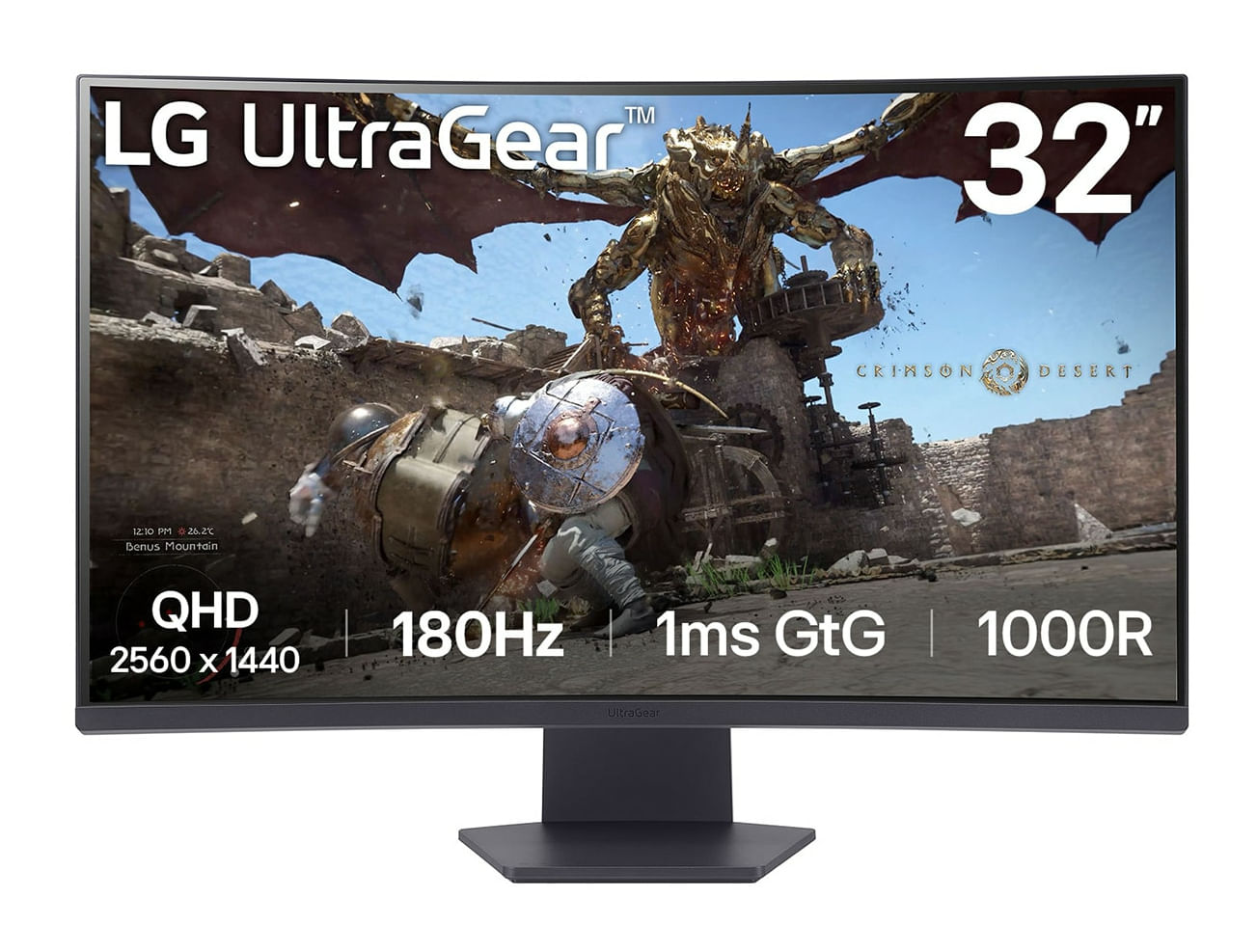 LG 32GS60QC UltraGear Gaming Monitor 32'' QHD Curvo HDR 10 2560x1440 1ms AMD FreeSync Premium 180Hz HDMI 2.0 (HDCP 2.2
