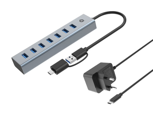 Conceptronic HUBBIES21GP Hub di Interfaccia Usb 3.2 Gen 1 (3.1 Gen 1) Type-a 5000 Mbit-s Grigio
