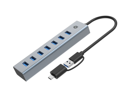 Conceptronic-HUBBIES21GP-Hub-di-Interfaccia-Usb-3.2-Gen-1--3.1-Gen-1--Type-a-5000-Mbit-s-Grigio