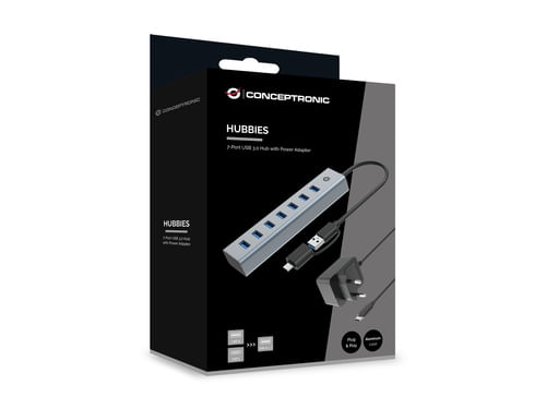 Conceptronic-HUBBIES21GP-Hub-di-Interfaccia-Usb-3.2-Gen-1--3.1-Gen-1--Type-a-5000-Mbit-s-Grigio
