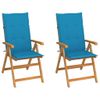 Sedie-da-Giardino-4-pz-con-Cuscini-Blu-Massello-di-Teak