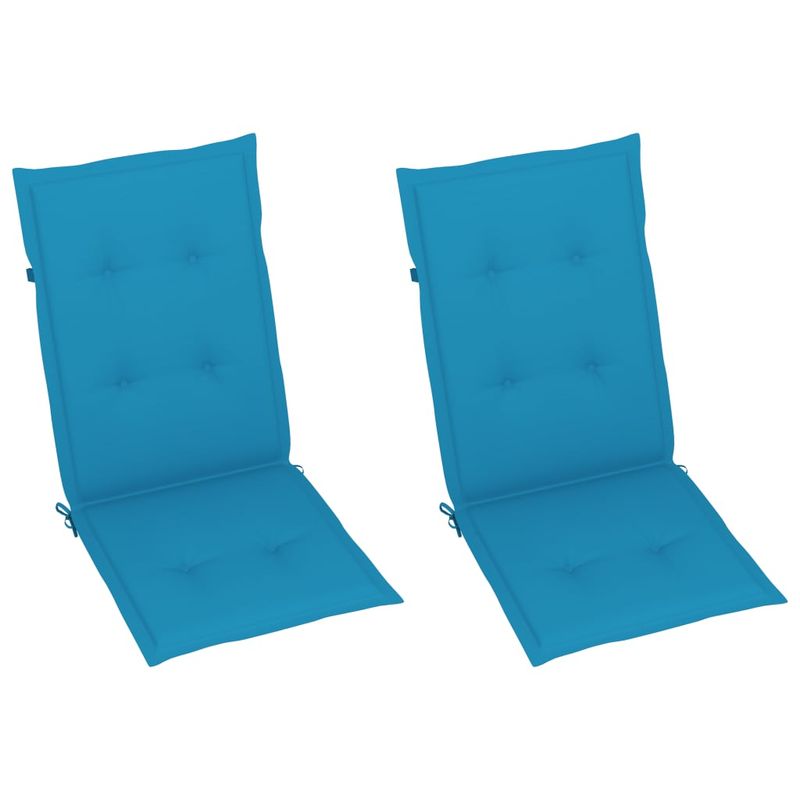 Sedie-da-Giardino-4-pz-con-Cuscini-Blu-Massello-di-Teak