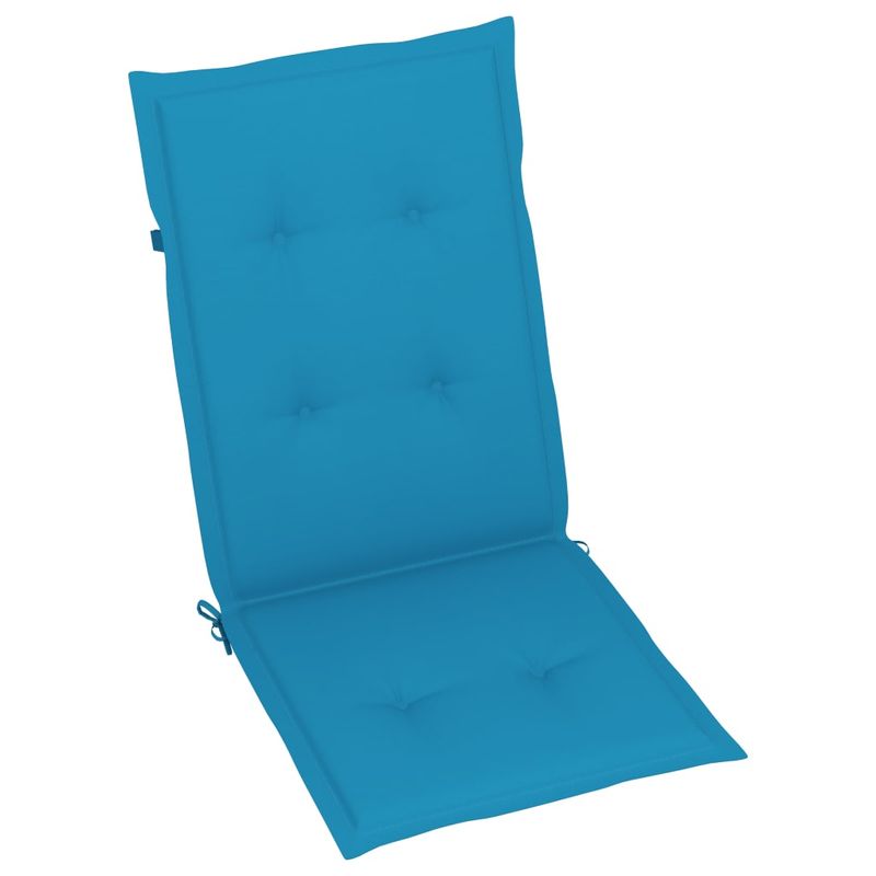 Sedie-da-Giardino-4-pz-con-Cuscini-Blu-Massello-di-Teak