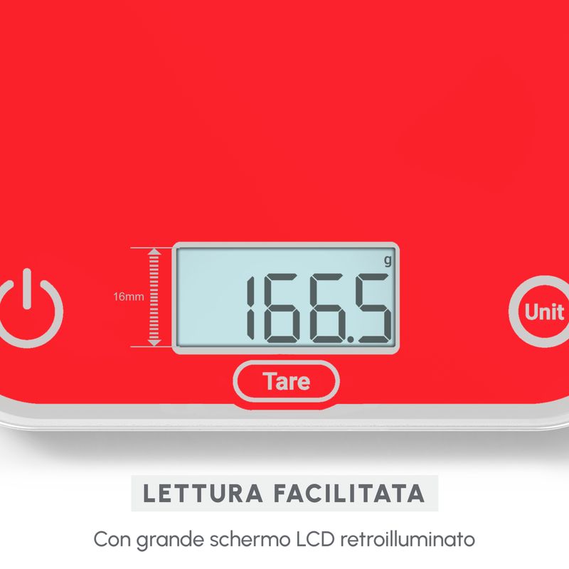 Moulinex-BN50U3-Bilancia-da-Cucina-Digitale-Elettronica-Capacita--5-Kg-Display-LCD-colore-Rosso