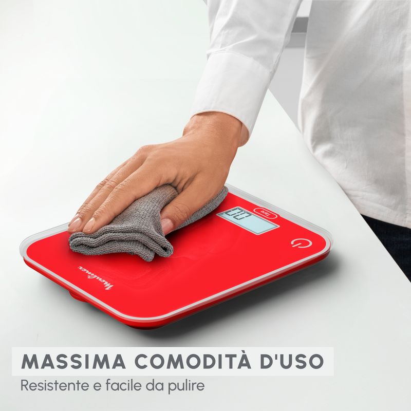 Moulinex-BN50U3-Bilancia-da-Cucina-Digitale-Elettronica-Capacita--5-Kg-Display-LCD-colore-Rosso