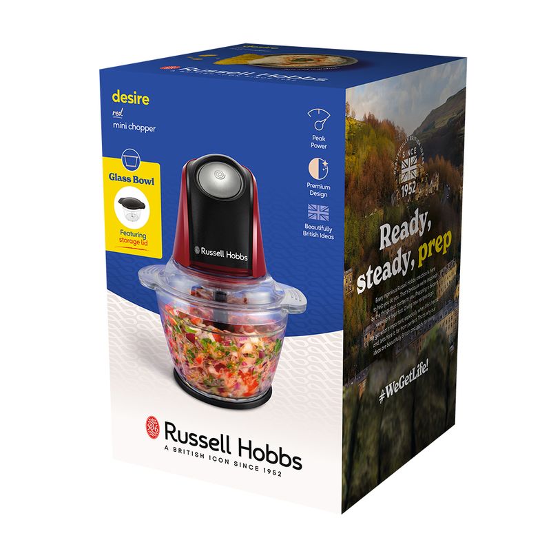 Russell-Hobbs-27130-56-Tritatutto-Tritaverdure-Elettrico-Capacita--0.5-Litri-Potenza-200-Watt-colore-Rosso-e-Nero