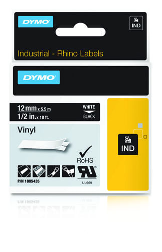 DYMO-Etichette-in-vinile-IND--Dymo-1805435-12mm-White-on-Black-