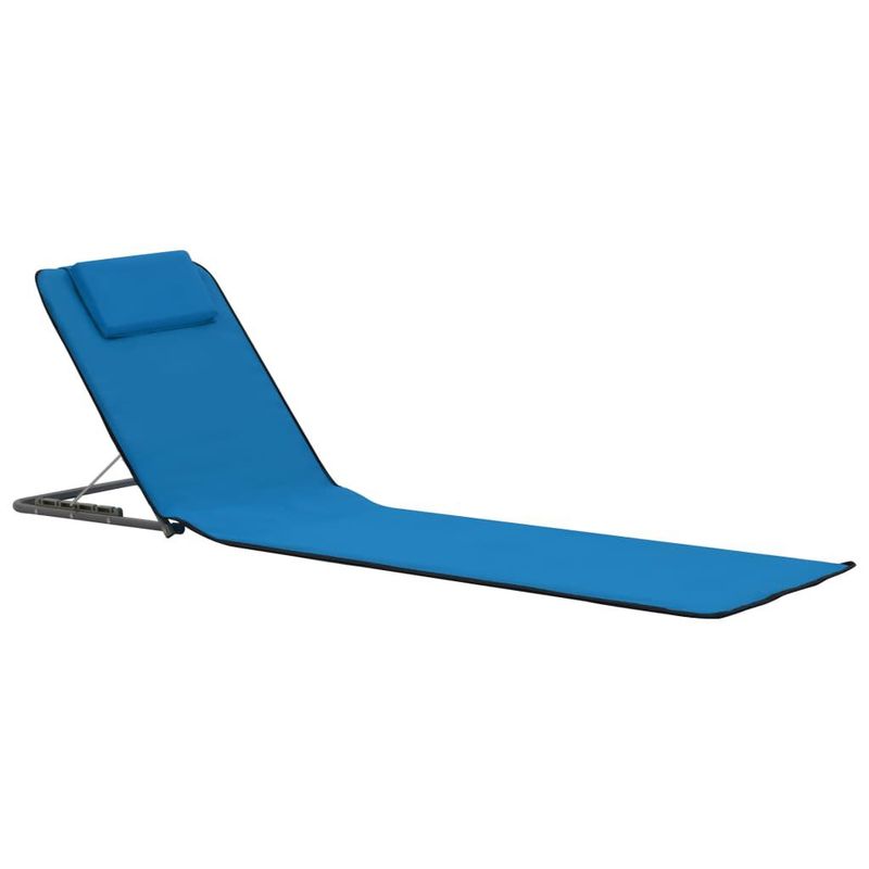 vidaXL-Lettini-da-Spiaggia-Pieghevoli-2-pz-in-Acciaio-e-Tessuto-Blu
