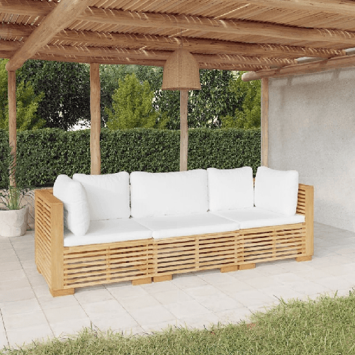 vidaXL-Set-Divani-da-Giardino-3-pz-con-Cuscini-Legno-Massello-di-Teak