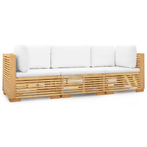 vidaXL-Set-Divani-da-Giardino-3-pz-con-Cuscini-Legno-Massello-di-Teak