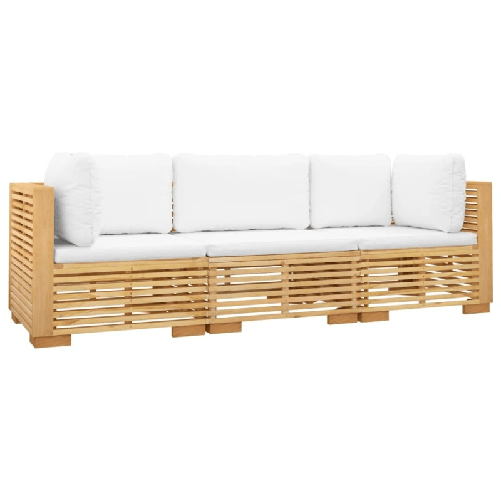 vidaXL-Set-Divani-da-Giardino-3-pz-con-Cuscini-Legno-Massello-di-Teak