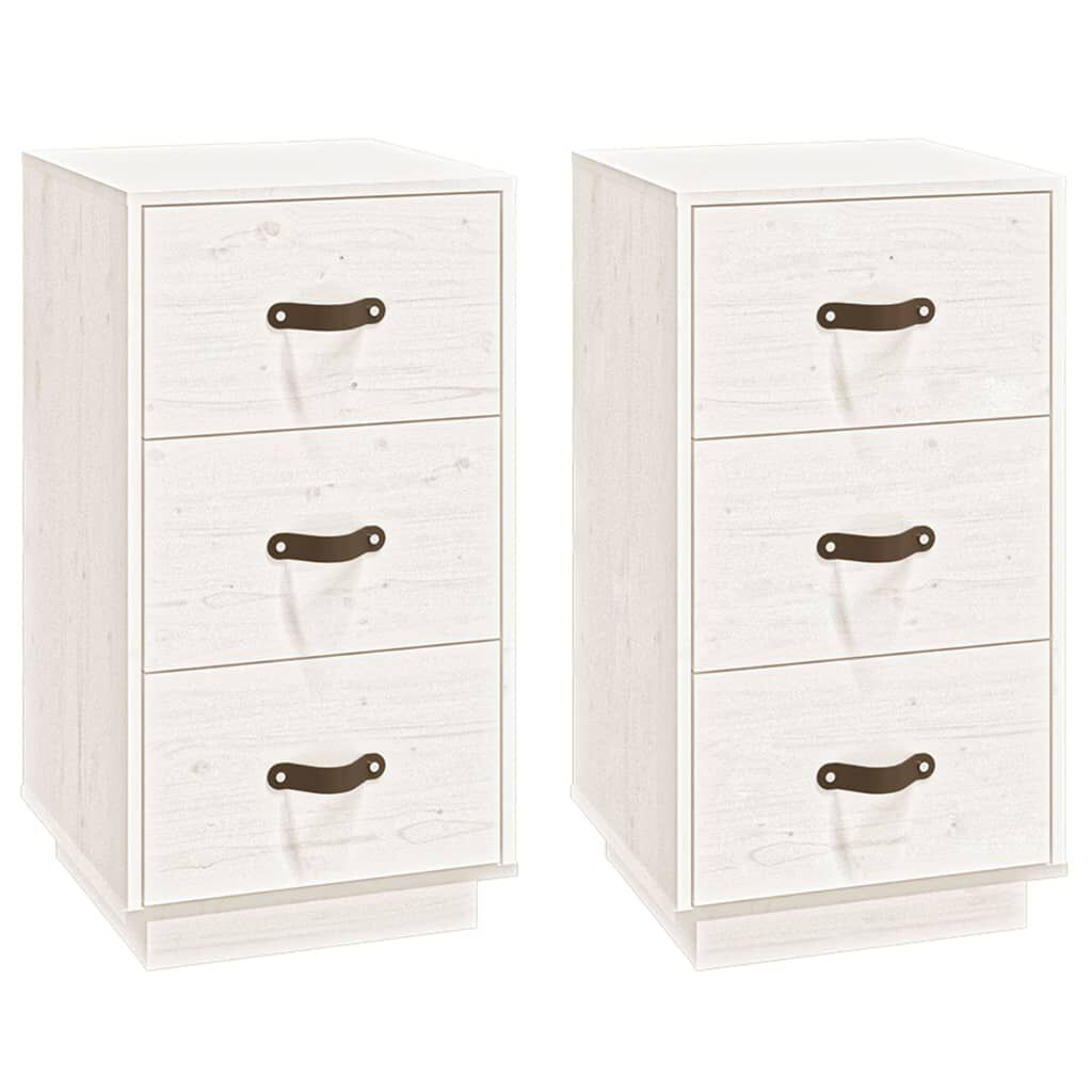 VidaXL Comodini Bianchi 2 pz 40x40x75 cm in Legno Massello di Pino