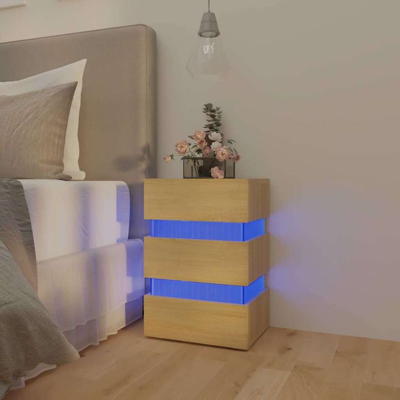 Comodino-con-Luci-LED-Sonoma-45x35x67-cm-in-Legno-Multistrato