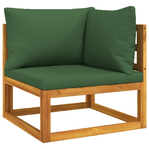 vidaXL-Set-Salotto-da-Giardino-6pz-con-Cuscini-Verdi-in-Legno-Massello