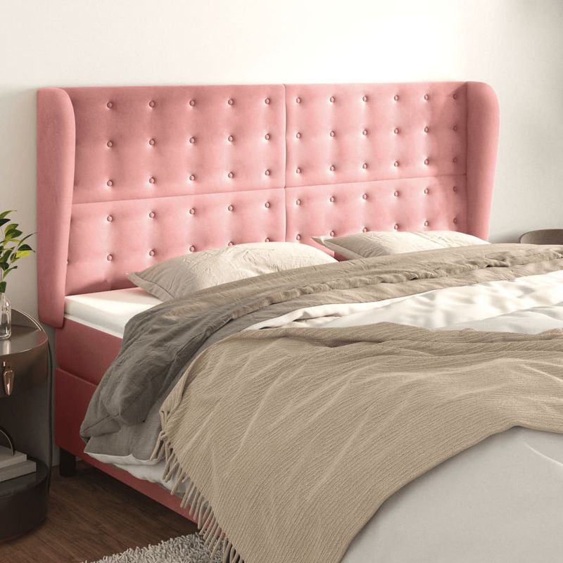 Testiera-ad-Orecchio-Rosa-183x23x78-88-cm-in-Velluto