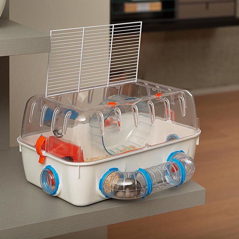 Ferplast-Gabbia-per-criceti-COMBI-1-Casetta-per-piccoli-roditori-Robusta-plastica-Tetto-con-griglia-apribile-Tubi-e-accessori-inclusi-405-x-295-x-h-225-cm-Bianco