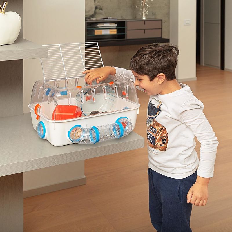 Ferplast-Gabbia-per-criceti-COMBI-1-Casetta-per-piccoli-roditori-Robusta-plastica-Tetto-con-griglia-apribile-Tubi-e-accessori-inclusi-405-x-295-x-h-225-cm-Bianco