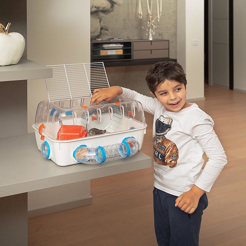 Ferplast-Gabbia-per-criceti-COMBI-1-Casetta-per-piccoli-roditori-Robusta-plastica-Tetto-con-griglia-apribile-Tubi-e-accessori-inclusi-405-x-295-x-h-225-cm-Bianco
