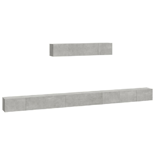 Set-di-Mobili-Porta-TV-6-pz-Grigio-Cemento-in-Legno-Multistrato