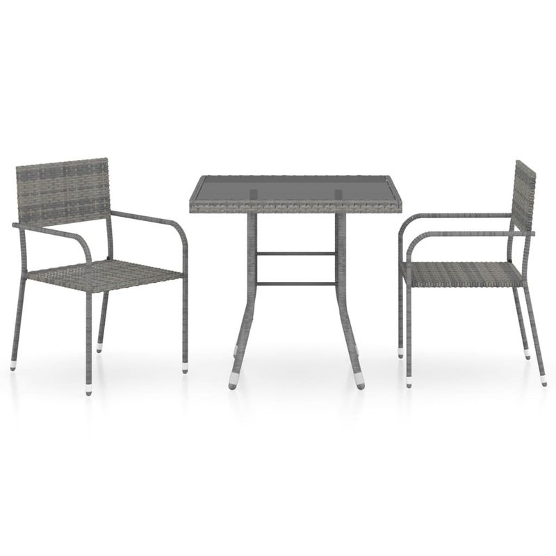 vidaXL-Set-da-Pranzo-per-Giardino-3-pz-in-Polyrattan-Antracite-Grigio