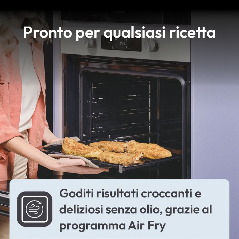 Candy-CA6-N3B3YTX1-New-Moderna-Forno-Elettrico-da-Incasso-Ventilato-Multifunzione-con-Grill-Wi-Fi-Bluetooth-78-Litri-60-cm-Classe-A-colore-Acciaio-Inox